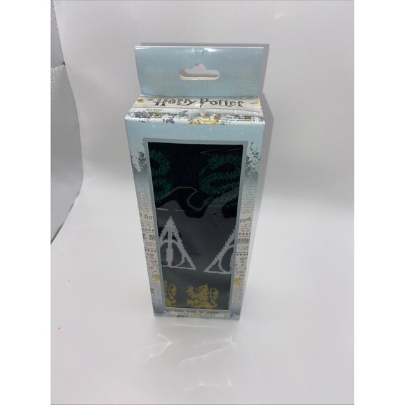 Harry Potter 3 Pair Crew Socks Size 6-12 Deathly Hallows Design Black & Green - Picture 1 of 11